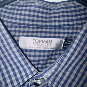 Topman Navy and White Gingham Shirt